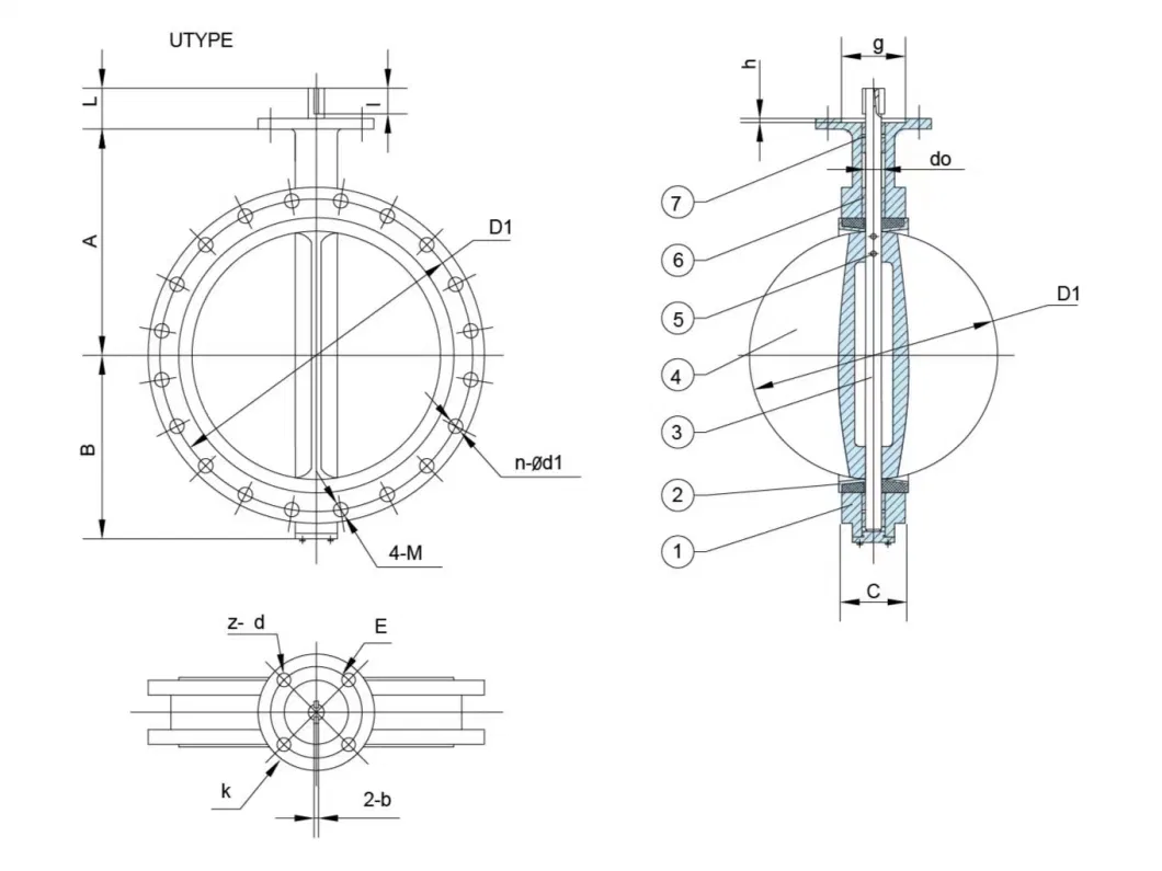 API U Type Flanged Butterfly Valve Wth Loose Liner Rubber Seat for Marine and Industry